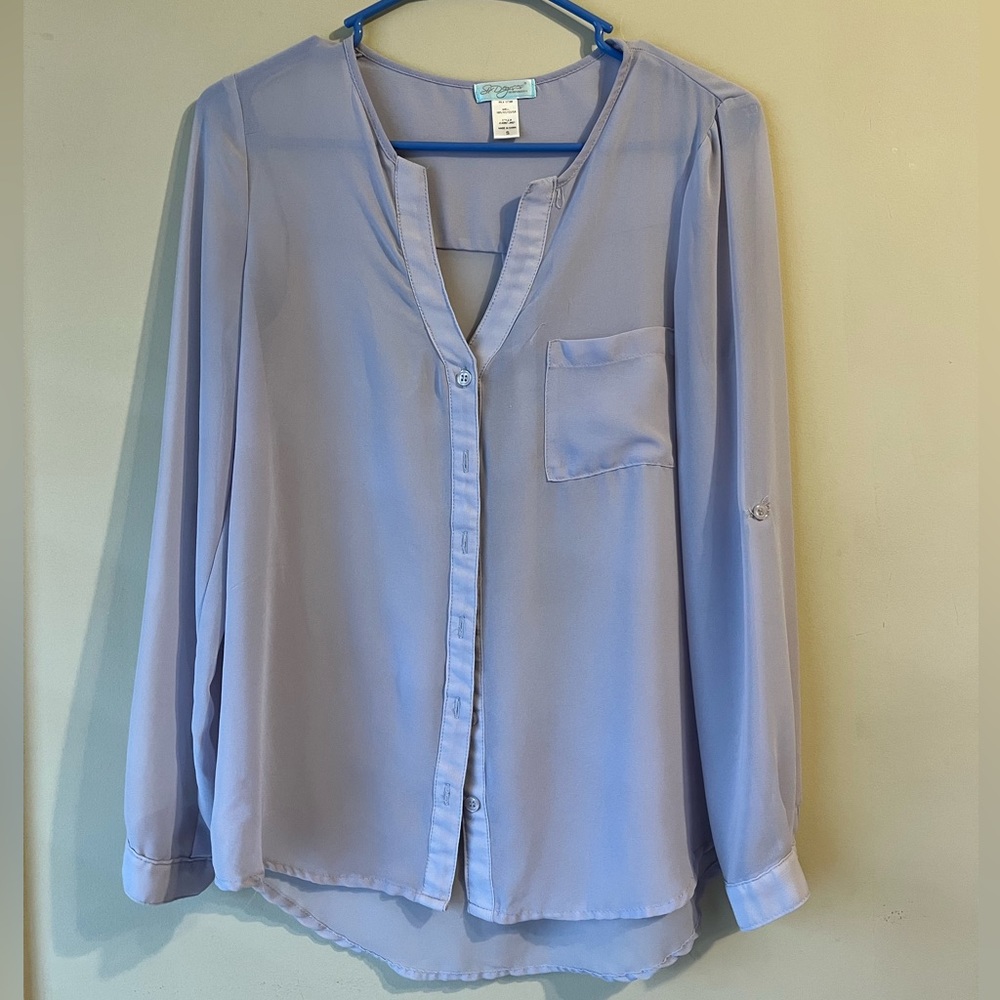 Six Degrees of Separation sheer button-down blouse